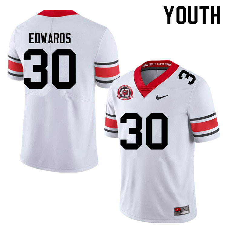 Youth #30 Daijun Edwards Georgia Bulldogs College Football Jerseys Sale-40th Anniversary